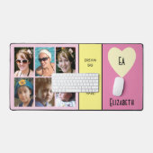 6枚のフォト引用文に名前イニシャルピンク黄色を追加 デスクマット (キーボード&マウス)