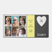 6枚のフォト引用文名前を追加イニシャル灰色の黄色 デスクマット (正面)