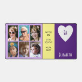 6枚のフォト引用文名前を追加イニシャル紫の黄色 デスクマット (正面)