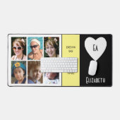 6枚のフォト引用文名前を追加イニシャル黒い黄色 デスクマット (キーボード&マウス)