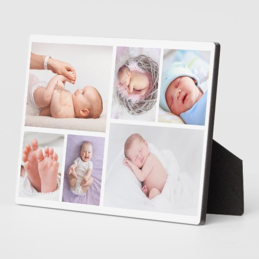 6枚のモダン写真コラージュのグリッド生まれたばかりのベビープラーク フォトプラーク (側面)