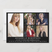 6枚のモダン写真モデルとアクターのコンポジットカード 招待状 (裏面)