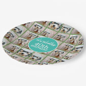 6枚のユニークな写真の組み合わせ - ハッピーバースデーブルーグリーン ペーパープレート (アングル)