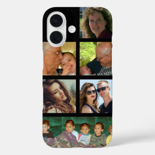 6枚の個人の写真を名前でパーソナライズ iPhone 16ケース