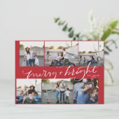 6枚の写真が楽しめるクリスマスカード 真っ赤で明るい 招待状 (スタンド正面)