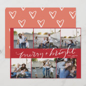 6枚の写真が楽しめるクリスマスカード 真っ赤で明るい 招待状 (正面/裏面)