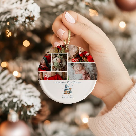 6枚の写真で赤ちゃんの初めてのクリスマスをお知らせ オーナメント