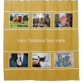 6枚の写真と文字シャワーカーテン シャワーカーテン (正面)