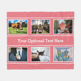 6枚の写真と文字フリースブランケット フリースブランケット