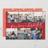 6枚の写真のクリスマスカメリーード明るい赤 招待状 (正面/裏面)