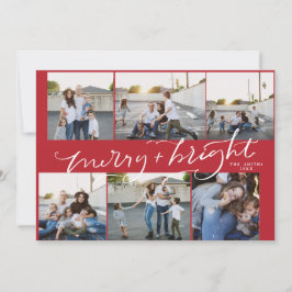 6枚の写真のクリスマスカメリーード明るい赤 招待状