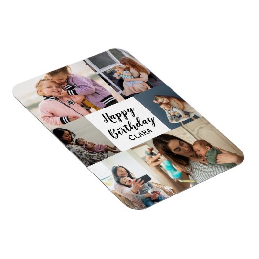 6枚の写真のコラージュパーソナライズされたスクリプト誕生日 マグネット (右側)