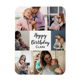 6枚の写真のコラージュパーソナライズされたスクリプト誕生日 マグネット