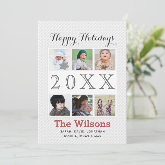 6枚の写真のコラージュモダンのカスタム写真 シーズンカード (スタンド正面)