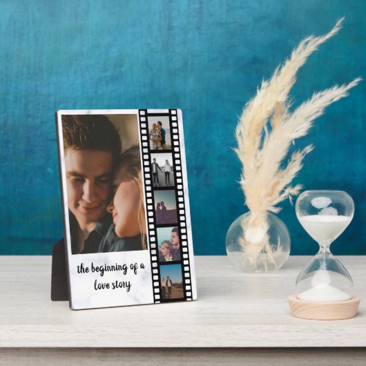 6枚の写真のコラージュ感動的日付の保存 フォトプラーク (側面)