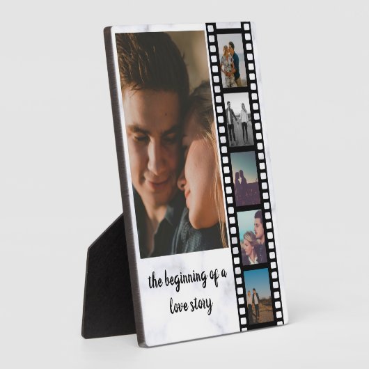 6枚の写真のコラージュ感動的日付の保存 フォトプラーク (側面)