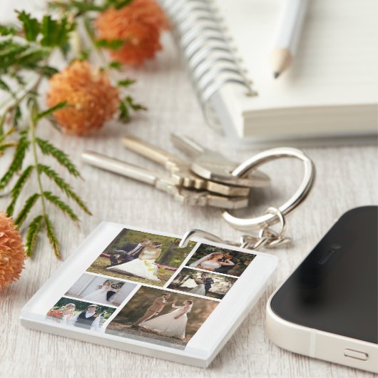 6枚の写真のコラージュ結婚を作成 キーホルダー (正面右)