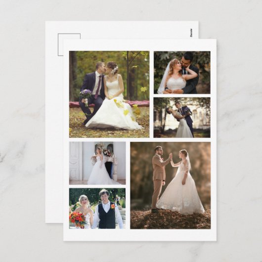 6枚の写真のコラージュ結婚を作成 シーズンポストカード (正面/裏面)