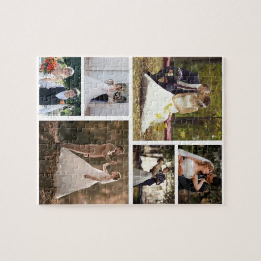 6枚の写真のコラージュ結婚を作成 ジグソーパズル (横)