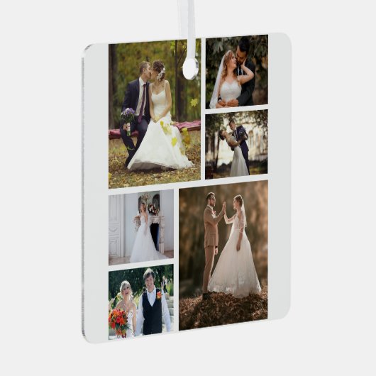 6枚の写真のコラージュ結婚を作成 メタルオーナメント (正面右)