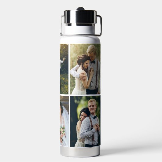6枚の写真のパーソナライズされたギャラリー ウォーターボトル (背面)