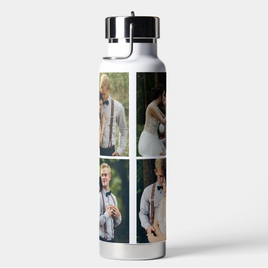 6枚の写真のパーソナライズされたギャラリー ウォーターボトル (右面)