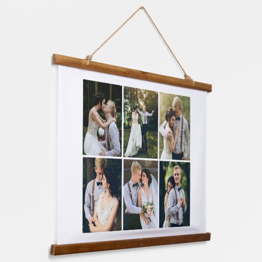 6枚の写真のパーソナライズされたギャラリー 吊り下げ型タペストリー (傾斜あり)