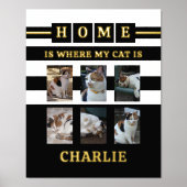 6枚の写真の名前動物愛好家猫白黒 箔ポスター (正面)