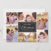 6枚の写真の組み合わせ | 花柄のクリスマスブラック シーズンカード (正面)