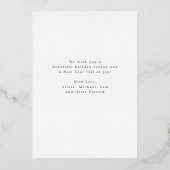 6枚の写真を並べた メリークリスマス ゴールドスクリプト ファミリー 箔シーズンカード (裏面)