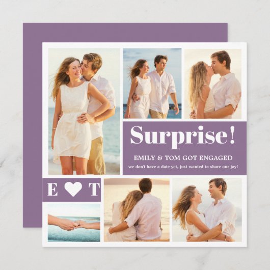 6枚の写真を使ったダスティパープルのエンゲージメント発表 (正面/裏面)