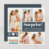 6枚の写真を使ったダークグレーのエンゲージメント発表 (正面/裏面)