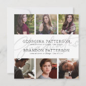 6枚の写真を使った共同卒業パーティー招待状 招待状 (正面)