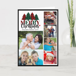 6枚の写真を持つ家族の名前メリークリスマスフォールディング シーズンカード