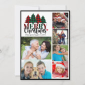 6枚の写真を持つ家族の名前メリークリスマス シーズンカード (正面)