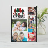 6枚の写真を持つ家族の名前メリークリスマス シーズンカード (スタンド正面)