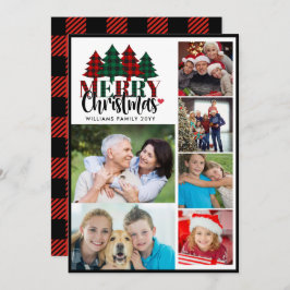 6枚の写真を持つ家族の名前メリークリスマス シーズンカード