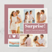 6枚の写真を飾ったダスティピンクのエンゲージメントアナウンス (正面/裏面)