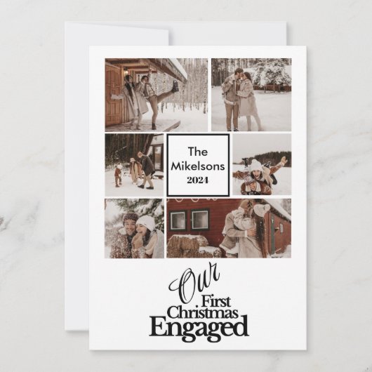 6枚の写真エレガント初めてのクリスマス婚約した シーズンカード (正面)