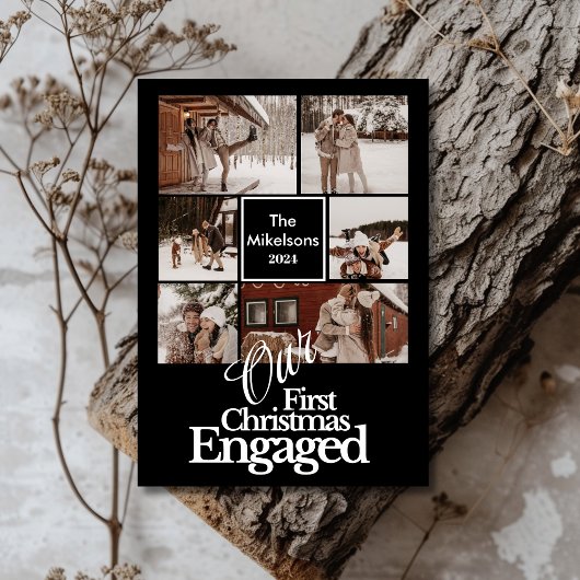 6枚の写真エレガント初めてのクリスマス婚約した シーズンカード