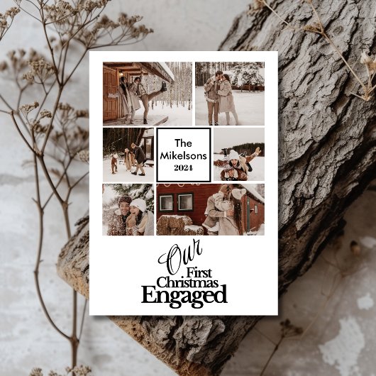 6枚の写真エレガント初めてのクリスマス婚約した シーズンカード