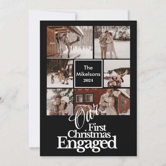 6枚の写真エレガント初めてのクリスマス婚約した シーズンカード (正面)