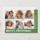6枚の写真オフセット - 太字のメリークリスマス - 緑 シーズンカード (正面)