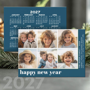 6枚の写真オフセット - 新年2027年カレンダー シーズンカード