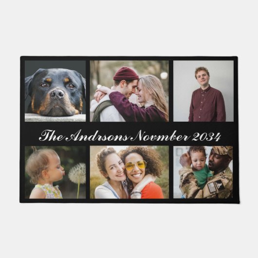6枚の写真カスタムでフォトコラージュを作成 ドアマット (正面)