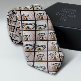 6枚の写真カスタムを含むフォトコラージュを作成する黒 ネクタイ