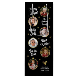 6枚の写真クリスマスバブル黒 ワインギフトバッグ