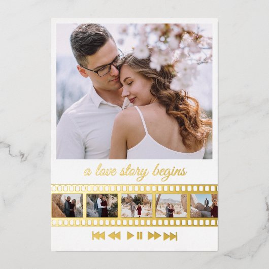 6枚の写真コラージュ動画  箔招待状 (正面)