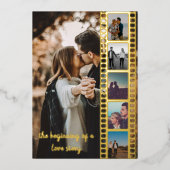 6枚の写真コラージュ・フィルム日付を保存 箔招待状 (正面)