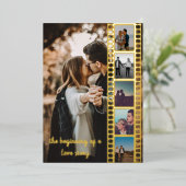 6枚の写真コラージュ・フィルム日付を保存 箔招待状 (立ち正面)